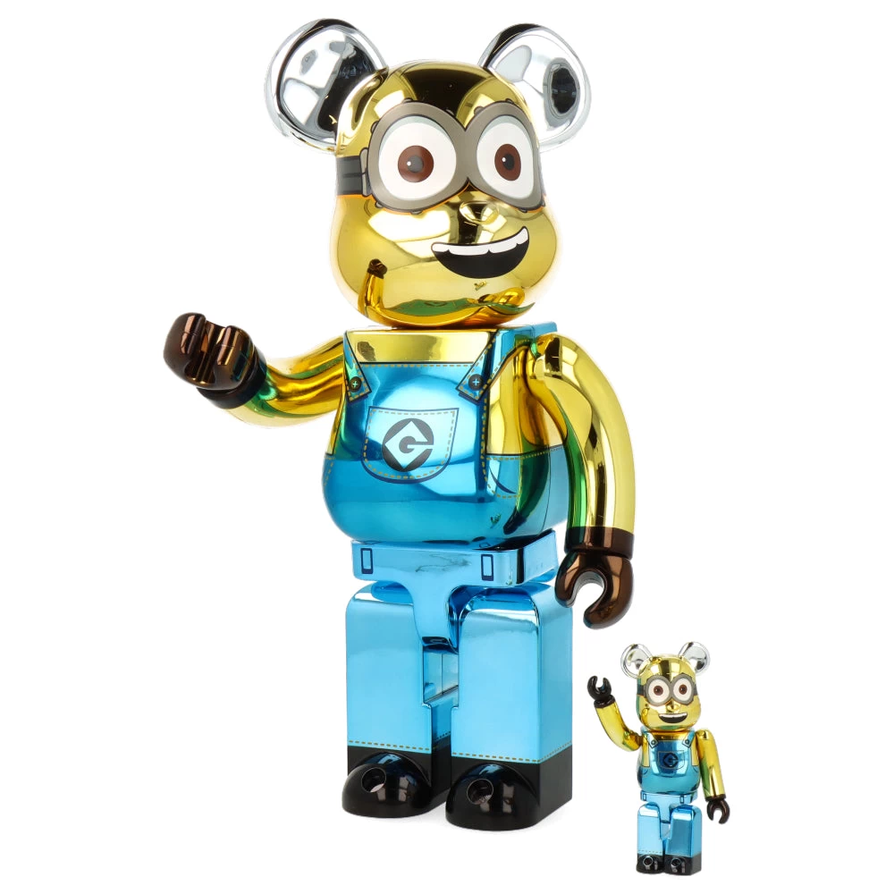 400% + 100% Bearbrick Dave Chrome (Les Minions) 4 400% + 100% Bearbrick Dave Chrome (Les Minions) – Image 2