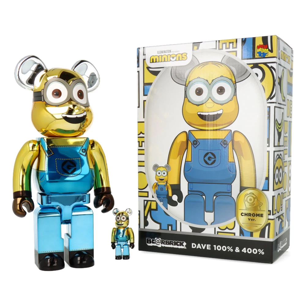 400% + 100% Bearbrick Dave Chrome (Les Minions) 9 400% + 100% Bearbrick Dave Chrome (Les Minions) – Image 7